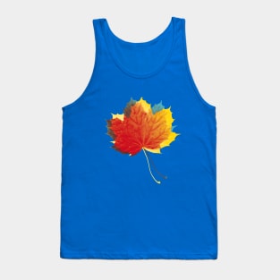 Autumn leaves red yellow on blue Tank Top